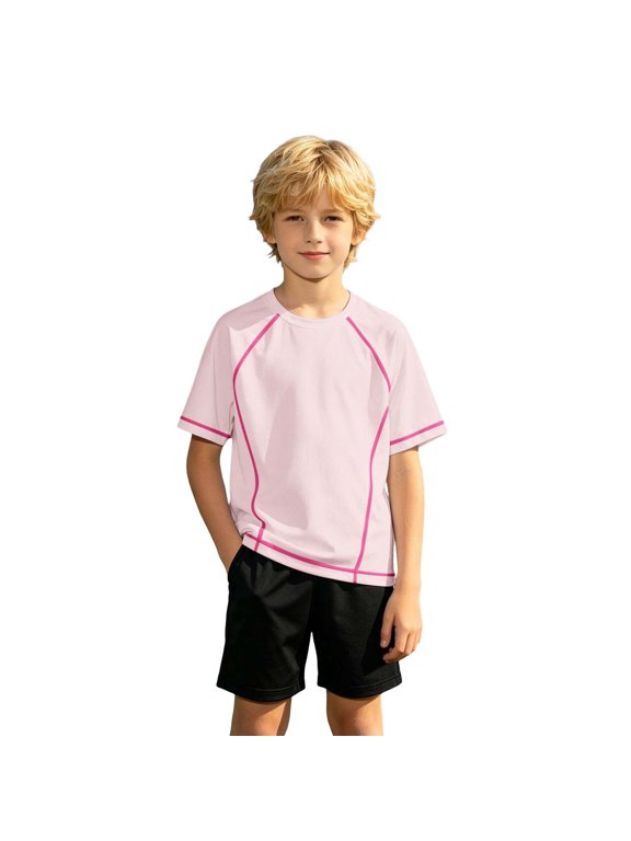 Little Boys Athletic Tee Fun Classic Contrast Trim Short Sleeve Crew Neck Relaxed Fit T-Shirt Summer Casual Outing kids Novelty Tee