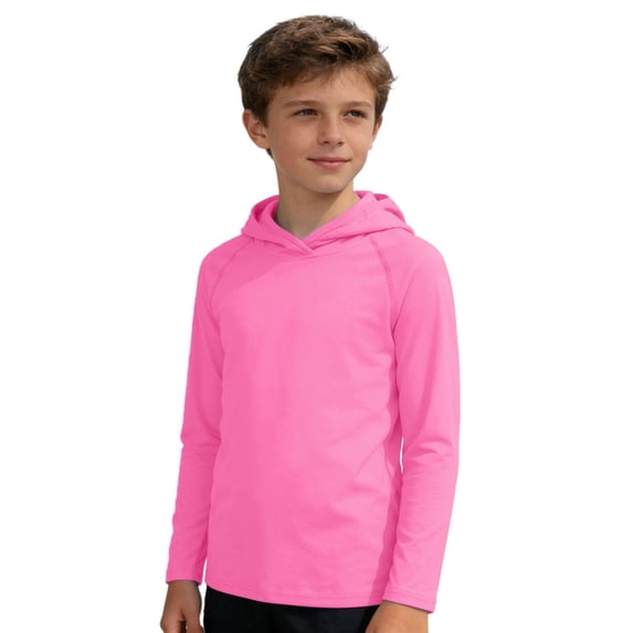 Bobifish Little Boys Basic Tee Soft Long Sleeve Hood Neck Solid Color Regular Fit Autumn Unisex Tshirts Layering Wear kids Novelty Tee