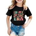thumbnail image 1 of Bobifish Little Boys Girls 100 Days Of School Short Sleeve Tees Cold Shoulder Cutout Happy Print T Shirts Crew Neck 100 Days Celebration, 1 of 4