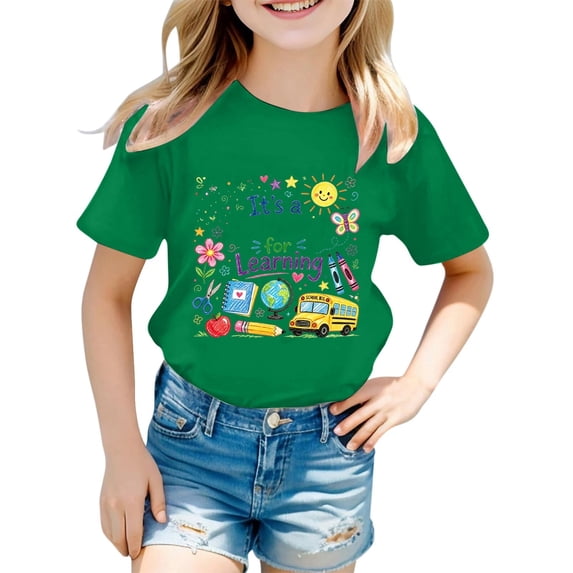 Bobifish Little Boys Girls Back To School Tees Short Sleeve Crew Neck Learning Theme Graphic T Shirts Back To School Season Tops