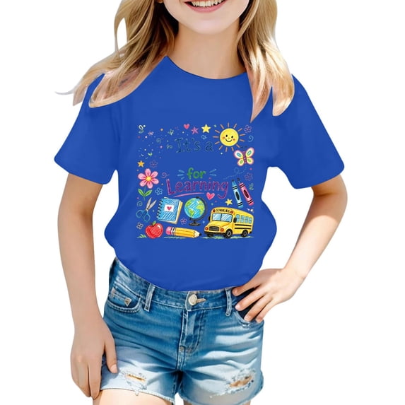 Bobifish Little Boys Girls Back To School Tees Short Sleeve Crew Neck Learning Theme Graphic T Shirts Back To School Season Tops