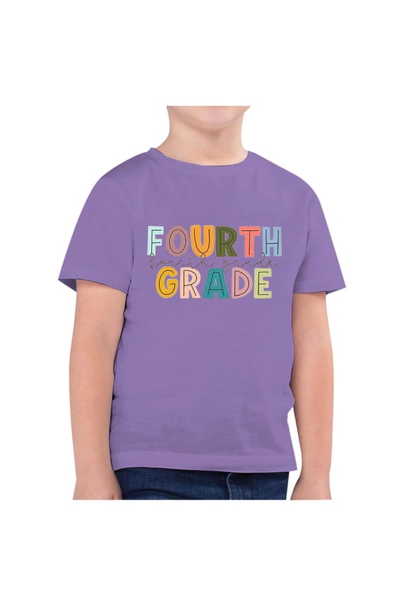 Little Boys Girls Tshirt Fourth Grade Funny Letter Print Kid Back To School Tee Summer Crew Neck Short Sleeve Tshirt,sizes 6-7Y