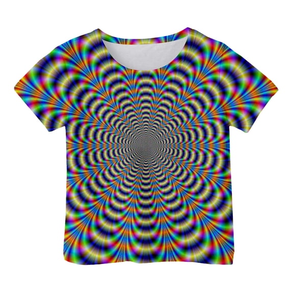 Bobifish Little Boys Optical Illusion T-Shirt All Over Print Short Sleeve Crewneck Tee Summer Cool 3D Graphic Top