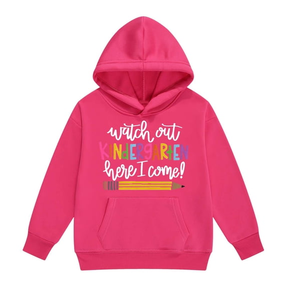 Bobifish Little Girls Back To School Hoodie Cute Kindergarten Pencil Graphic Sweatshirts Long Sleeve School Kids Pullover Top