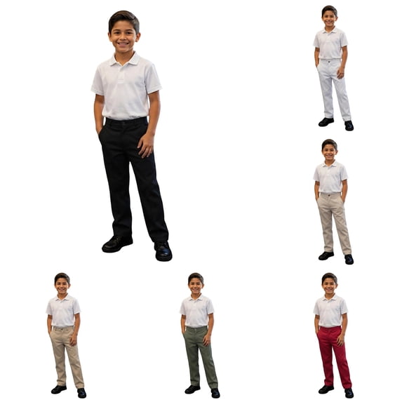 Bobifish Little Girls Straight Leg Pants Solid Color Button Closure ...