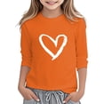 thumbnail image 1 of Bobifish Little Girls T Shirts 3/4 Sleeve Crew Neck Simple White Heart Top Kid Child Girl Fall & Autumn Holiday Tees, 1 of 4