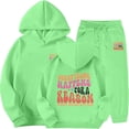 thumbnail image 1 of Bobifish Little Girls Tracksuit Fall Winter Gradient Letter Print Long Sleeve Hooded Sweatshirt Elastic Waist Jogger Pants 2 Piece Sets, 1 of 4