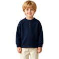 thumbnail image 1 of Bobifish Newborn Boys Long Sleeve Crewneck T‑Shirt Henley Button Placket Fleece Top, 1 of 5