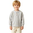 thumbnail image 1 of Bobifish Newborn Boys Long Sleeve Crewneck T‑Shirt Henley Button Placket Fleece Top, 1 of 5