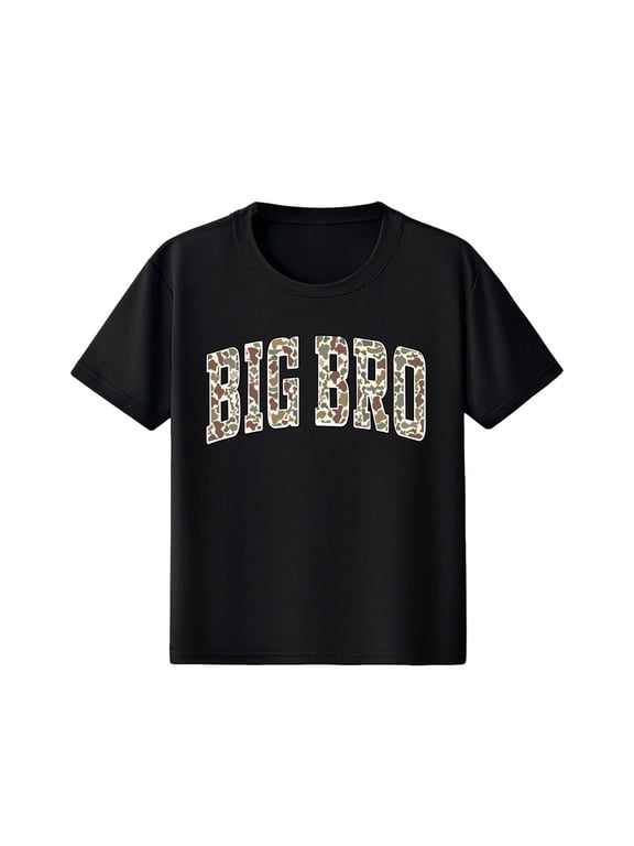 Boys Performance Tee Trendy Short Sleeve Crew Neck Letter Print Kids Crewneck T-Shirt Summer Casual Wear Novelty Tops