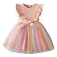 thumbnail image 1 of Bobifish Newborn Girls Party Dresses Ruffle Flutter Sleeves Bow Waist Sparkly Tulle Fancy Dress Holiday Celebration Birthday Party Dress, 1 of 9