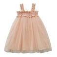 thumbnail image 1 of Bobifish Newborn Girls Party Dresses Smocked Wide Straps Ruffle Trim Flowy Skirt Tulle Dress Wedding Holiday Flower Girl Dress, 1 of 5