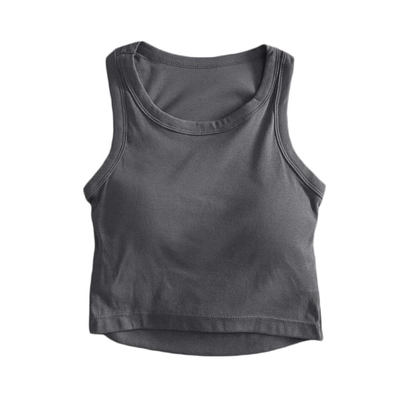 Bobifish Girls Tank Crew Neck Sleeveless Ribbed Padded Undershirts Daily Athletic Casual Soft Stretchy Lightweight Tank Tops