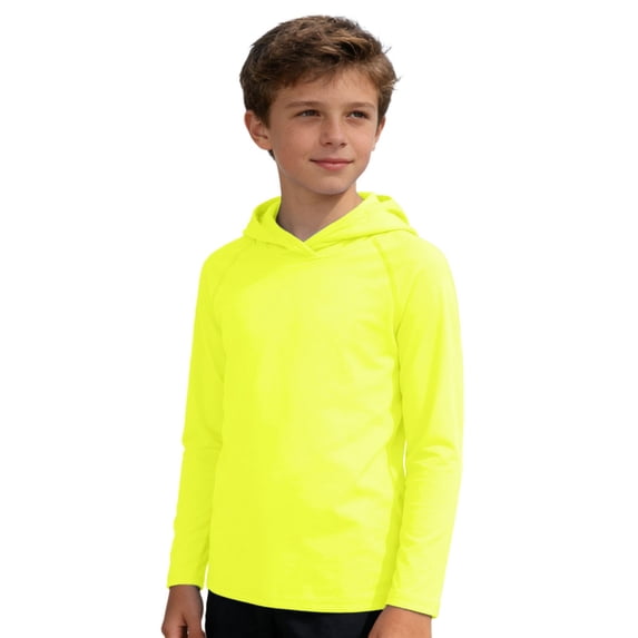 Bobifish Teen Boys Basic Tee Soft Long Sleeve Hood Neck Solid Color Regular Fit Autumn Unisex Tshirts Layering Wear kids Novelty Tee