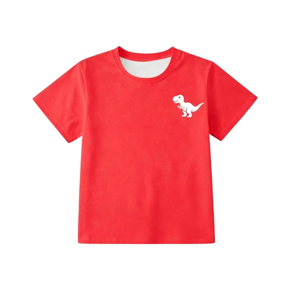 Bobifish Teen Boys Graphic Tee Cute Short Sleeve Crew Neck Dinosaur Print Standard Fit Summer Baby T-Shirt Outdoor Play children Novelty Tee