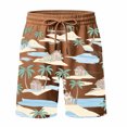 thumbnail image 1 of Bobifish Boys Beach Shorts Coconut Tree Printed Drawstring Swim Trunks Loose Fit Boys Warm Weather Shorts, 1 of 4