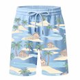 thumbnail image 1 of Bobifish Toddler Boys Beach Shorts Coconut Tree Printed Drawstring Swim Trunks Loose Fit Boys Warm Weather Shorts, 1 of 4