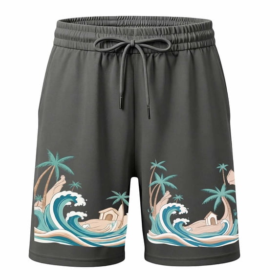 Bobifish Big Boys Beach Shorts Summer Seaside Beach Style Pattern Drawstring Holiday Shorts Children Boys Outdoor Shorts