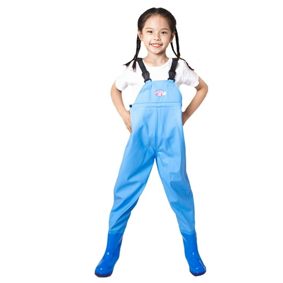 Bobifish Toddler Boys Girls Fishing Waders Waterproof Adjustable Strap Lightweight Overall With Boots Pocket Beach Catching Fish Outdoor Wear ,size 2-3T