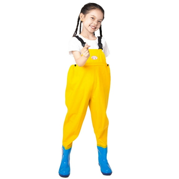 Bobifish Toddler Boys Girls Fishing Waders Waterproof Adjustable Strap Lightweight Overall With Boots Pocket Beach Catching Fish Outdoor Wear ,size 4-5T