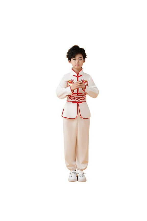 Toddler Boys Girls Martial Arts Uniform Students Kung Fu Performance Wear Wushu Training Clothes Chinese Style Tai Chi Outfits Chinese Suit Training Uniforms