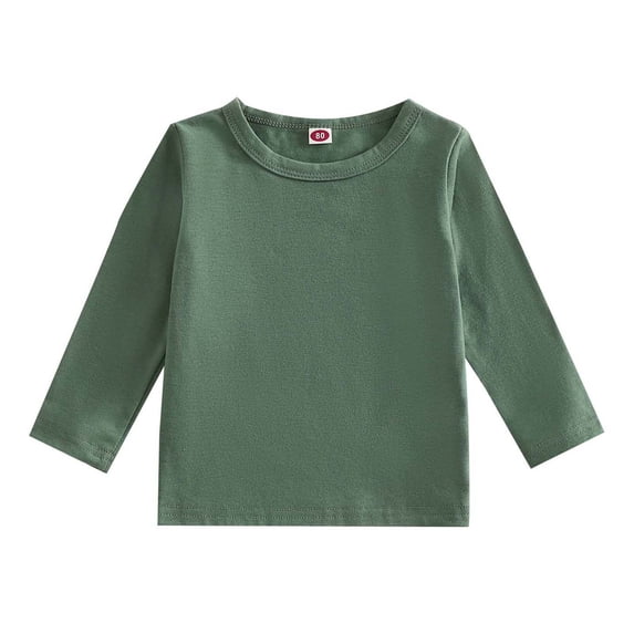 Bobifish Toddler Boys Girls T Shirts 3/4 Sleeve Crew Neck Tees Solid Plain Print Fall & Autumn Basic Boys Girls Kids Children Tops