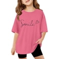thumbnail image 1 of Bobifish Toddler Boys Girls Tee Tops Stylish Letter Print Crew Neck Short Sleeve Tee Shirts Comfortable Graphic T Shirts Casual Trendy Daily Street Wear,Size 5-6Y, 1 of 6