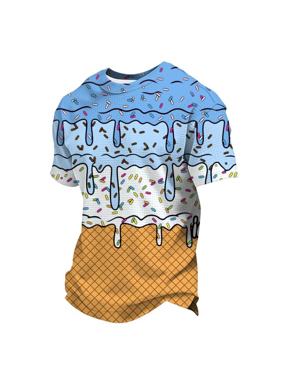 Toddler Boys Graphic Tee Fun Short Sleeve Crew Neck Cartoon Print Regular Fit Kids Toddler Tshirts Summer Colorful Outdoor Play Tops