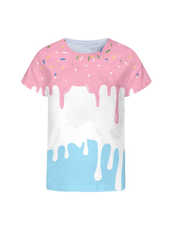 Toddler Boys Graphic Tee Fun Short Sleeve Crew Neck Cartoon Print Regular Fit Kids Youth Tshirts Summer Colorful Outdoor Play Tops