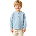 thumbnail image 1 of Bobifish Toddler Boys Long Sleeve Crewneck T‑Shirt Henley Button Placket Fleece Top, 1 of 9