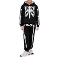 thumbnail image 1 of Bobifish Toddler Boys Outfit Set 2pcs Long Sleeve Sweatshirts And Pants Halloween Skull Printed Comfortable Hooded Casual Dress Up Outfit Set ,sizes 3-4Y, 1 of 4