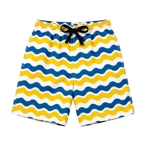Bobifish Toddler Boys Shorts Drawstring Quick Dry Abstract Wave Printed Loose Shorts Beach Warm Weather Children Boys Shorts