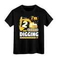 thumbnail image 1 of Bobifish Toddler Boys T‑Shirt Crewneck Tee Short Sleeve Graphic Tee I'M 2 And Digging It Excavator Print Top, 1 of 4