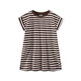 thumbnail image 1 of Bobifish Toddler Dress Casual Dress Striped Print Cap Sleeve Crew Neck T Shirt Dress Summer Casual Daily Outings Daily Dress, 1 of 8