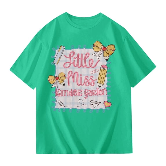 Bobifish Toddler Girls Crew Neck Short Sleeve T-Shirts Hello 1St Grade Sun Rainbow Print Happy First Day Of School Back To School Tops