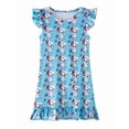 thumbnail image 1 of Bobifish Toddler Girls Dress Round Neck Ruffle Cap Sleeve Straight Sleep Dress Floral Printed Daily Home Nightgown, 1 of 6