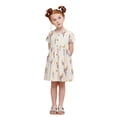 thumbnail image 1 of Bobifish Toddler Girls Dress Round Neck Short Sleeve Tee Dress Front Button Side Pocket A-Line Cartoon Printed Sundress, 1 of 6