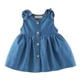 thumbnail image 1 of Bobifish Toddler Girls Dress Solid Denim V Neck Sleeveless Strap Casual Dress Home Dress Everyday Casual Sundress, 1 of 9
