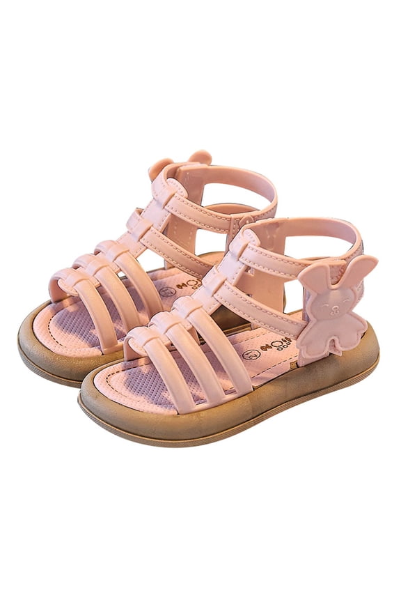 Toddler Girls Fisherman Sandals Cartoon Rabbit Decor Adjustable Ankle Straps Closed-Toe T-Strap Sandals Summer Kids School Back To School Outdoor Slides