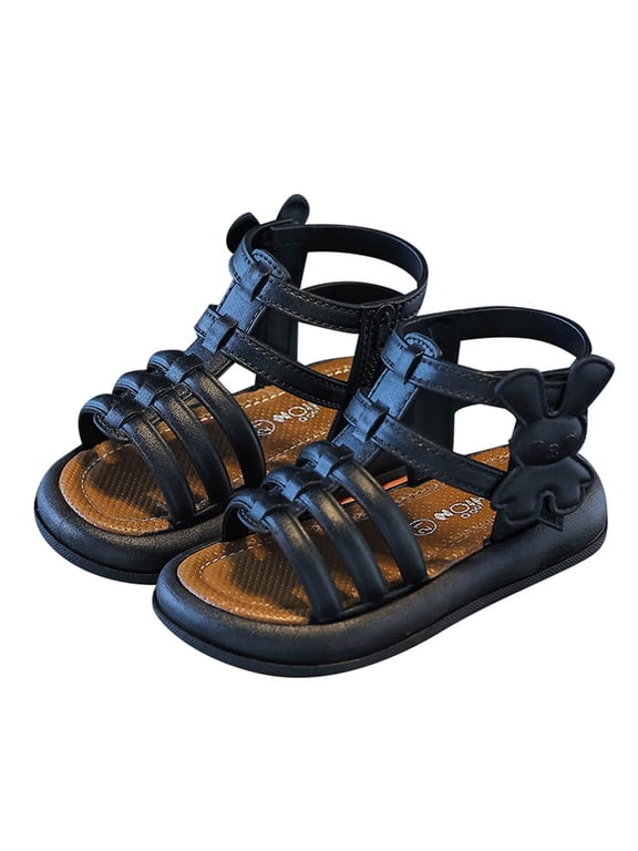 Toddler Girls Fisherman Sandals Cartoon Rabbit Decor Adjustable Ankle Straps Closed-Toe T-Strap Sandals Summer Kids School Back To School Outdoor Slides