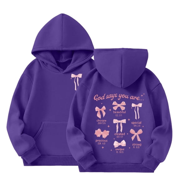 Bobifish Toddler Girls Hoodie Long Sleeve Sweatshirt Front Back Graphic Bow Letter Print Fall Cute Pullover Tops with Pocket