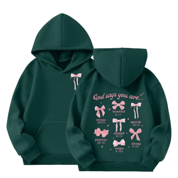 Bobifish Toddler Girls Hoodie Long Sleeve Sweatshirt Front Back Graphic Bow Letter Print Fall Cute Pullover Tops with Pocket