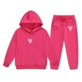 thumbnail image 1 of Bobifish Toddler Girls Jogger Set Ribbed Heart Printed Hoodies And Jogger Pants Soft Fall Spring 2 Piece Kids Wear Trendy Sweatsuit Sets, 1 of 3