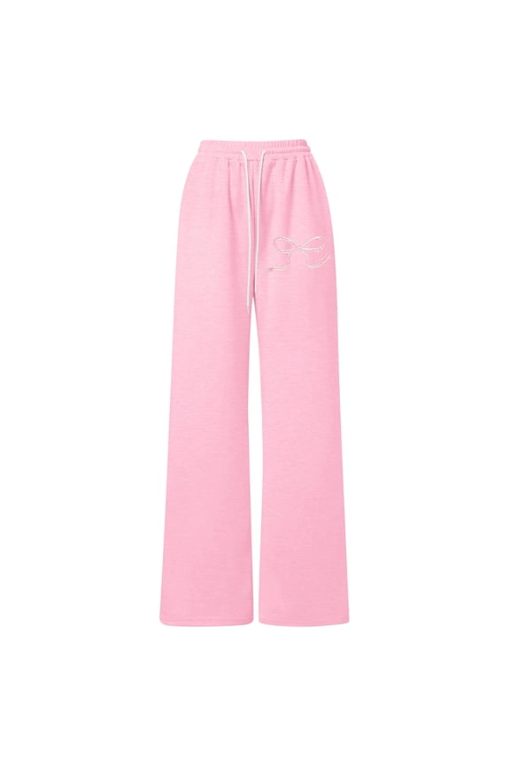 Toddler Girls Pants Cute Bow Decorated Sweatpants Lightweight Straight Leg Drawstring Elastic Waist Comfortable Sports Fitness Bottoms,size 4-5T