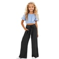 thumbnail image 1 of Bobifish Toddler Girls Pants Wide Leg Drawstring Loose Fit Long Stretchy Everyday Play School Wear Children Girls Trousers, 1 of 4