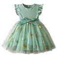thumbnail image 1 of Bobifish Toddler Girls Party Dresses Ruffle Flutter Sleeves Bow Waist Formal Dress Embroidered Wedding Birthday Holiday Flower Girl Dress, 1 of 9