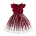 thumbnail image 1 of Bobifish Toddler Girls Prom Dress Gradient Ruffle Sleeve Bow Glitter Dress Party Gown Formal Banquet Children Girls Dress, 1 of 9
