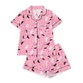 thumbnail image 1 of Bobifish Toddler Girls Sets 2PC Halloween Cartoon Print PJS Short Sleeve Collared Button Down Top+Shorts Kids Girls Homewear, 1 of 9