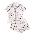 thumbnail image 1 of Bobifish Toddler Girls Sets 2PC Halloween Cartoon Print PJS Short Sleeve Collared Button Down Top+Shorts Kids Girls Homewear, 1 of 9