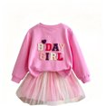 thumbnail image 1 of Bobifish Toddler Girls Sets Letter Embroidered Sweatshirt And Skirt Outfit Children Girls Sets For Birthday Party, 1 of 9